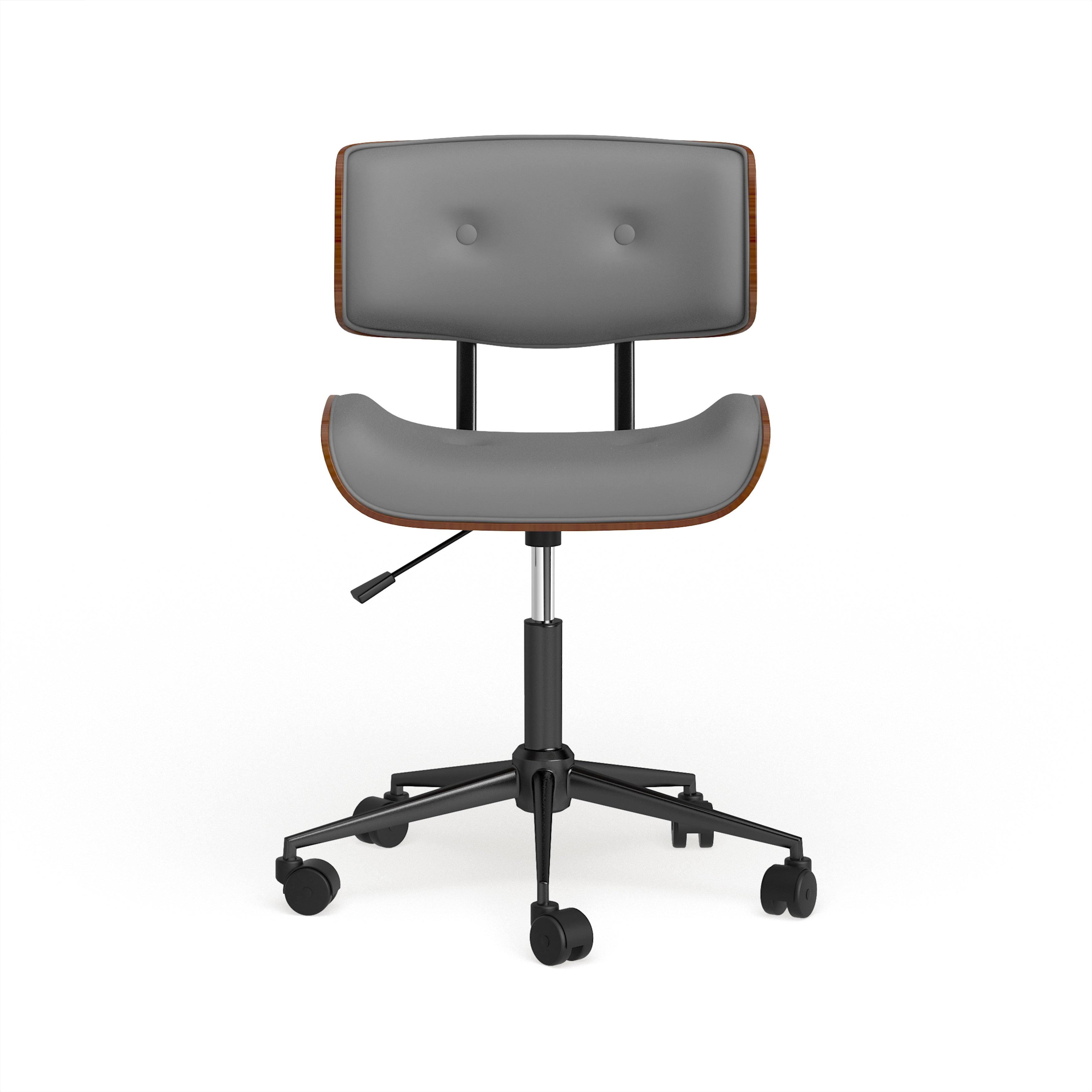 Carson Carrington Leksand Simple MidCentury Modern Office Chair Grey