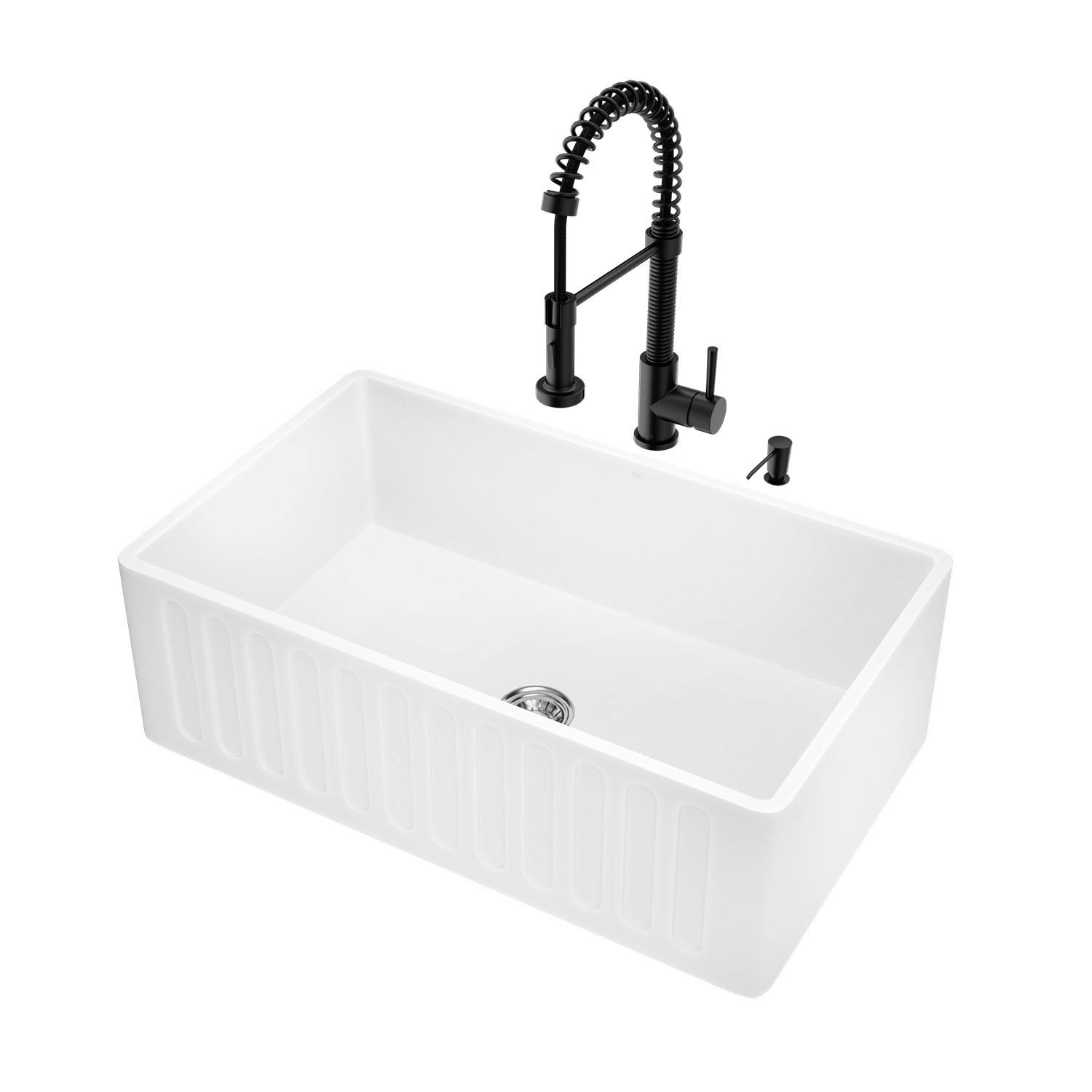 Vigo VG15449 AllinOne 30 in. Matte Stone Farmhouse Kitchen Sink and
