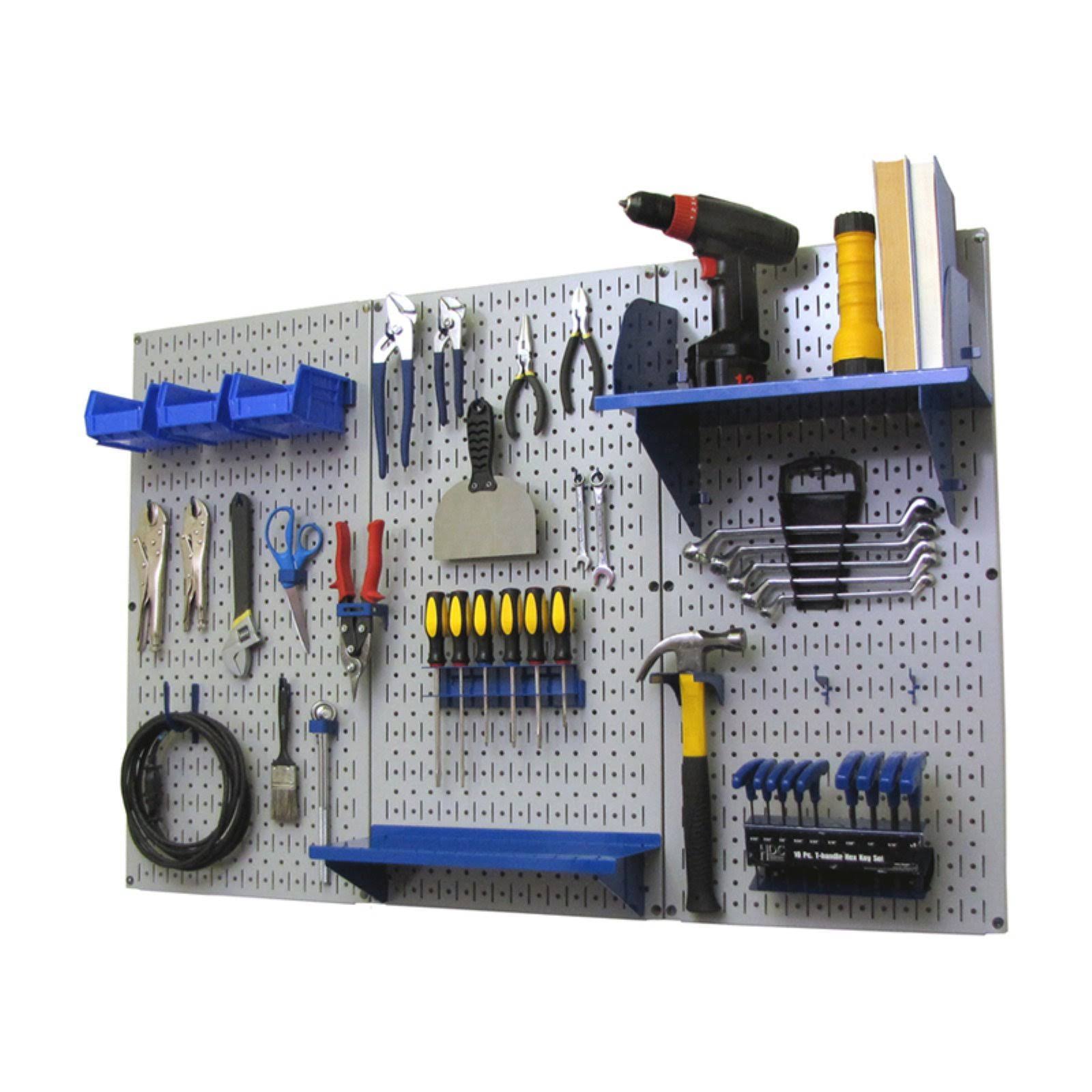 Wall Control 4ft Metal Pegboard Standard Tool Storage Kit Gray
