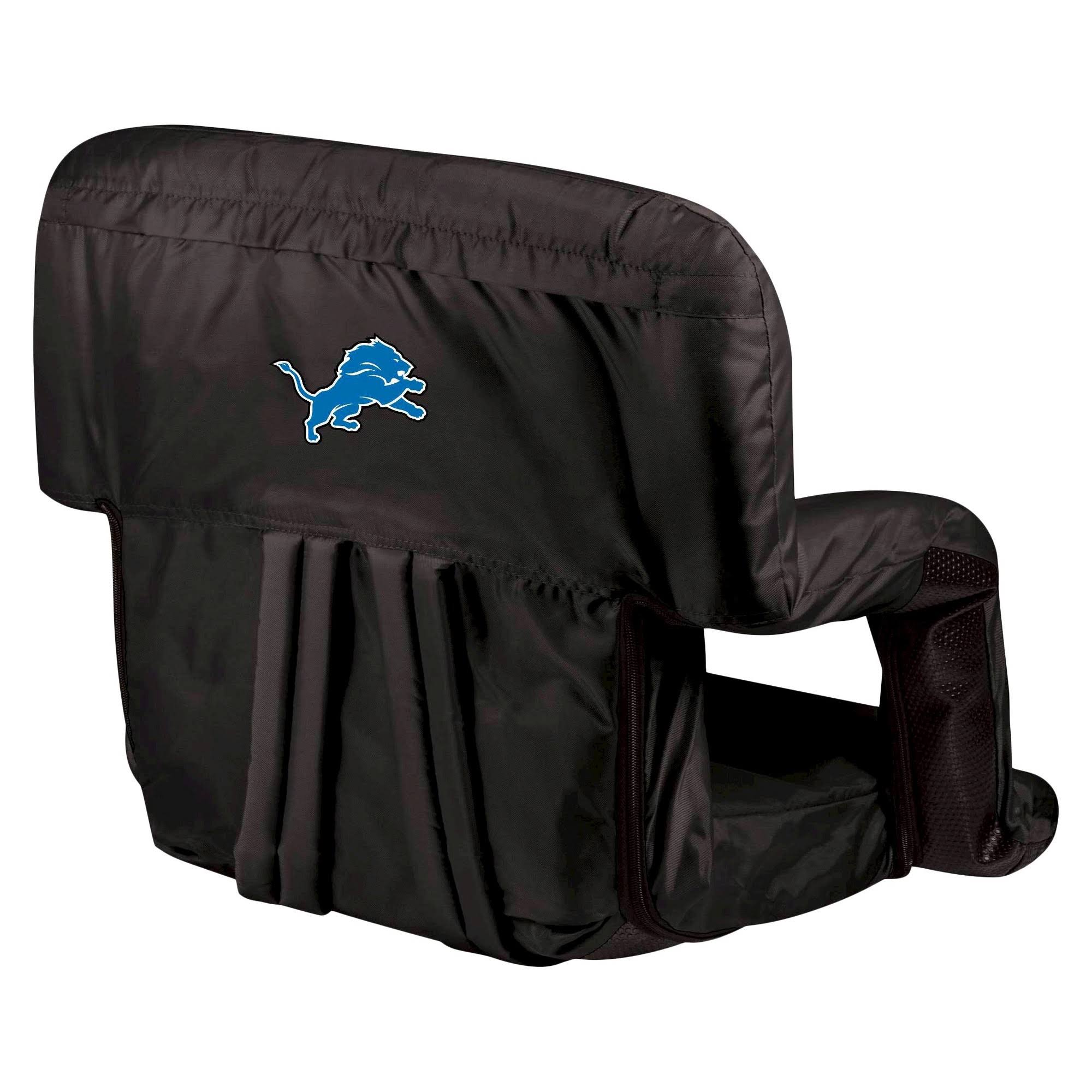 Black Detroit Lions Ventura Seat Portable Recliner Chair Cirtcod
