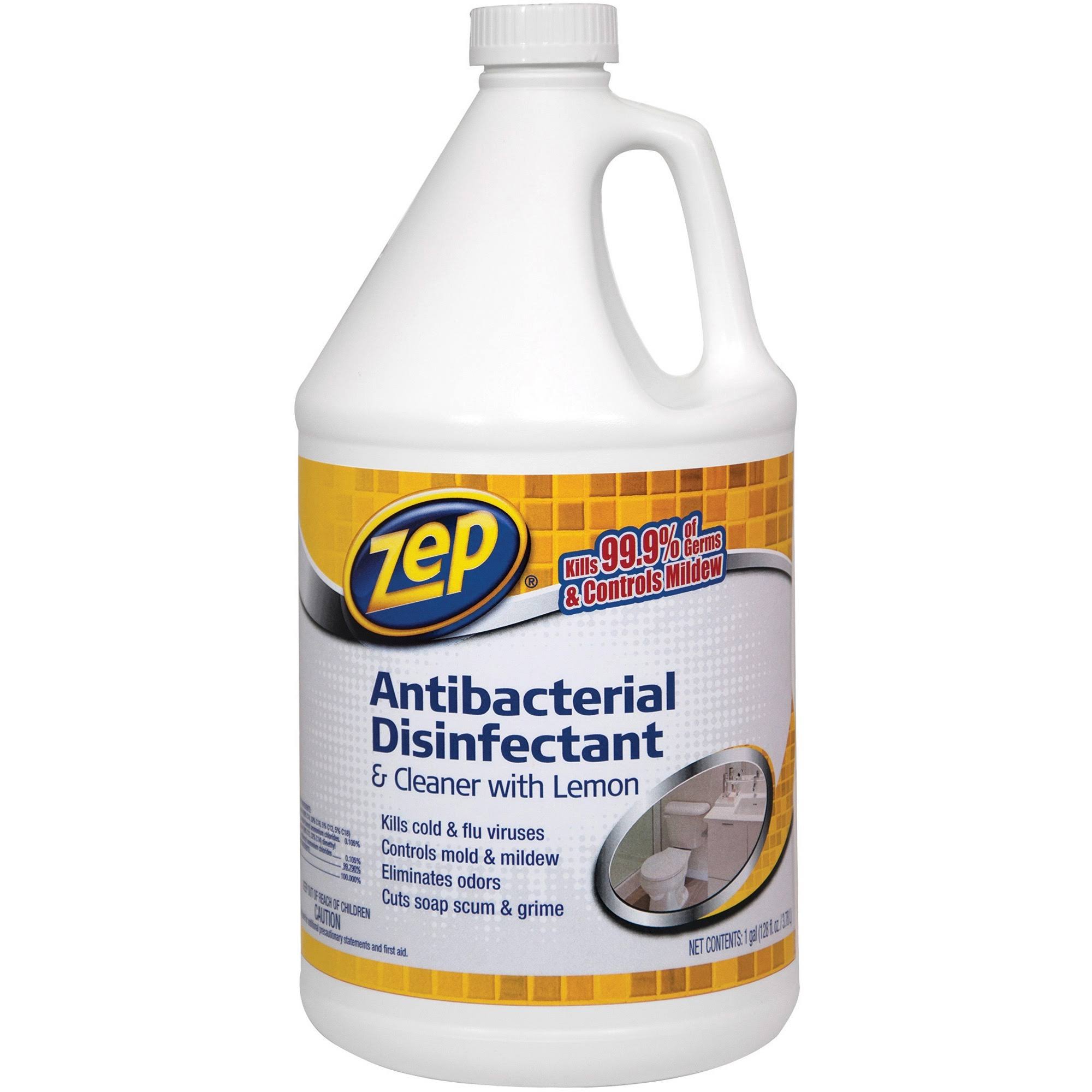 Zep Antibacterial Disinfectant and Cleaner, Lemon - 128 fl oz bottle ...