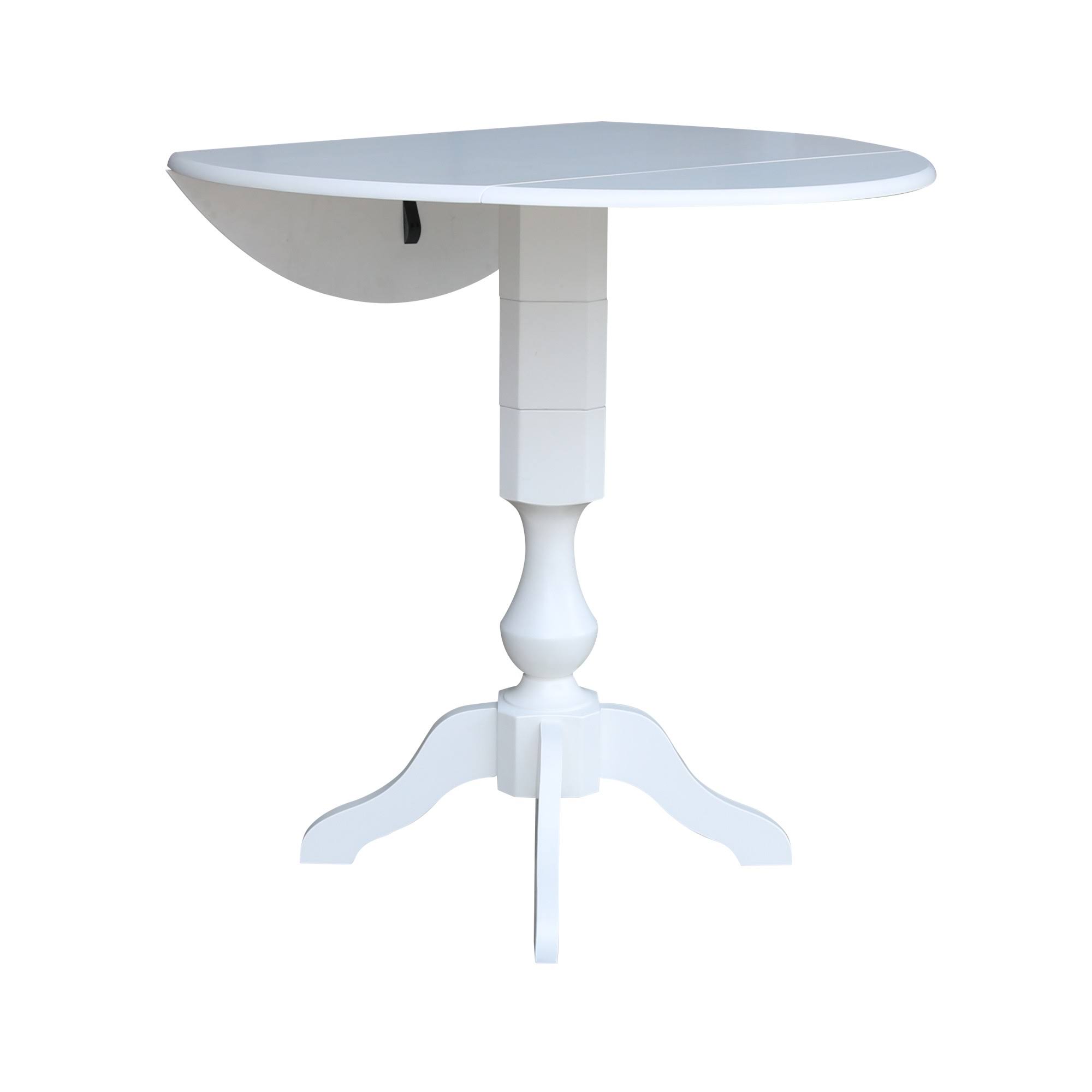 International Concepts Round Dual Drop Leaf Pedestal Bar Height Table ...