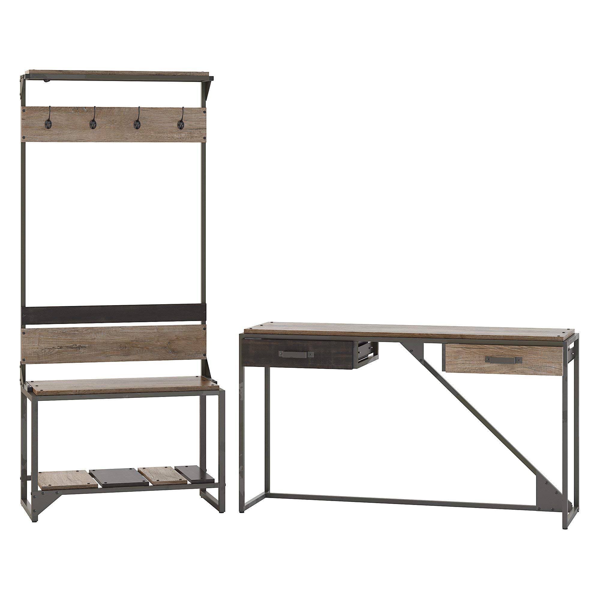 Bush Furniture Refinery Entryway Storage Set with Shoe Bench, Hall Tree