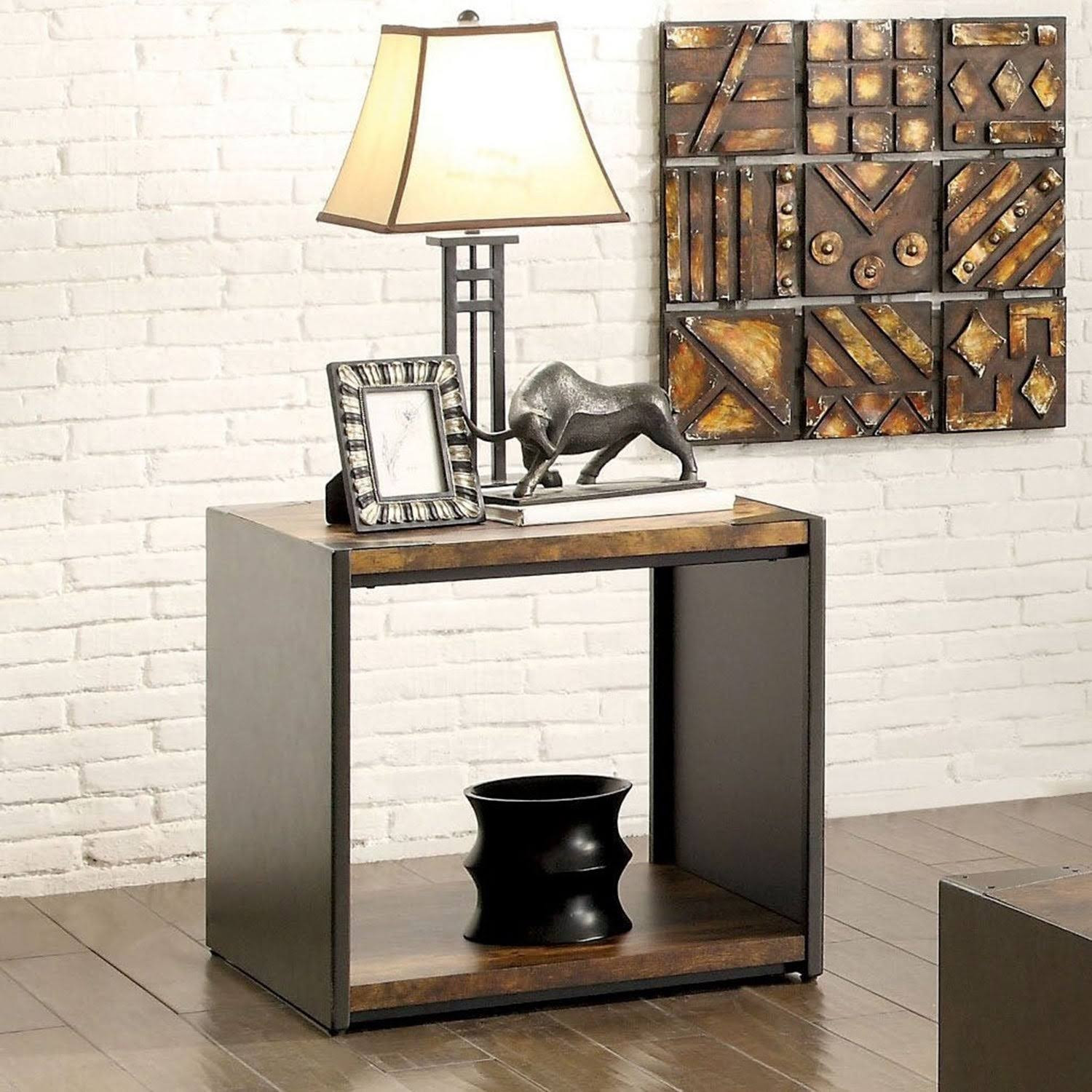 Furniture of America Talen Contemporary Matte Black Open Base End Table