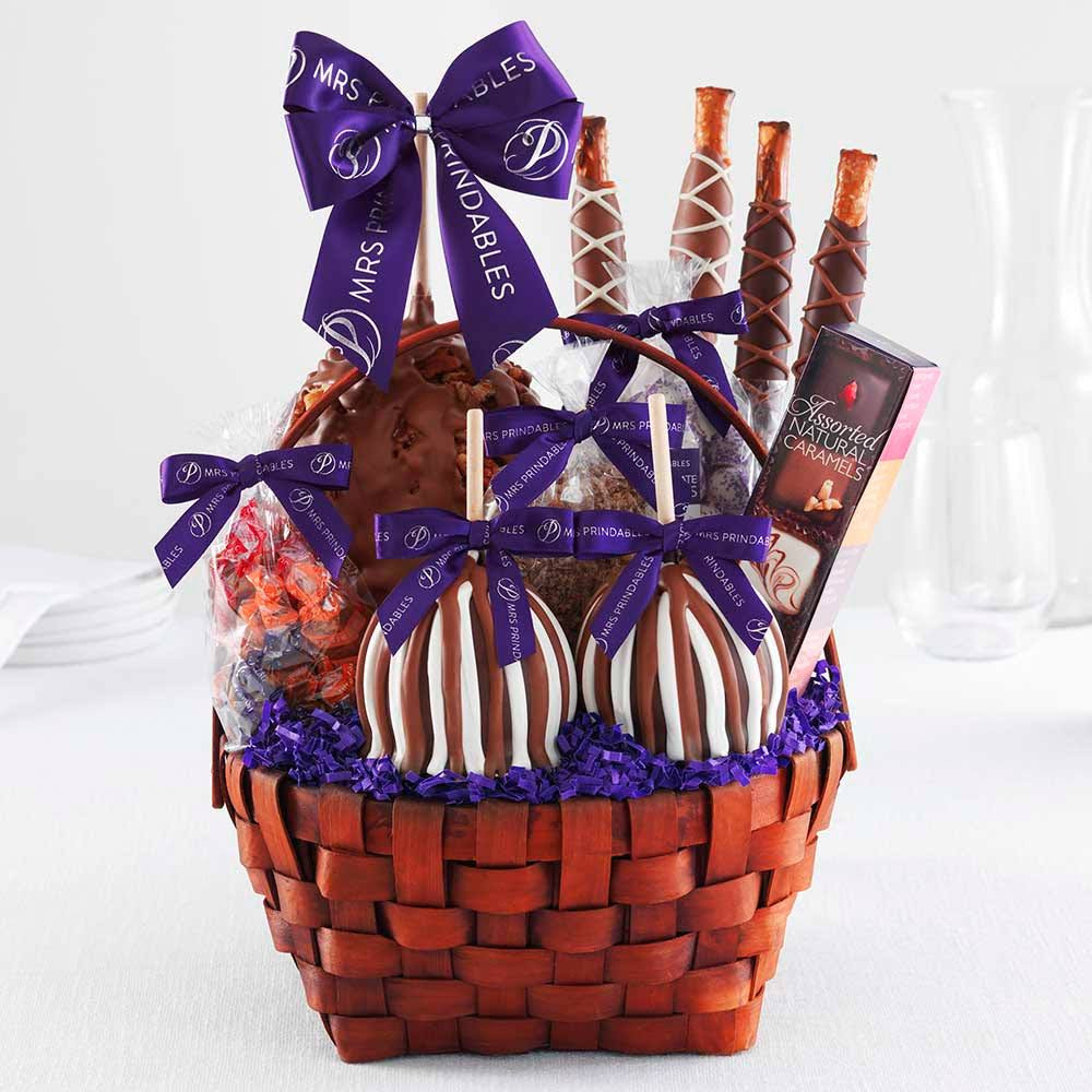 Mrs. Prindable's Grand Signature Deluxe Caramel Apple Basket Gift Set