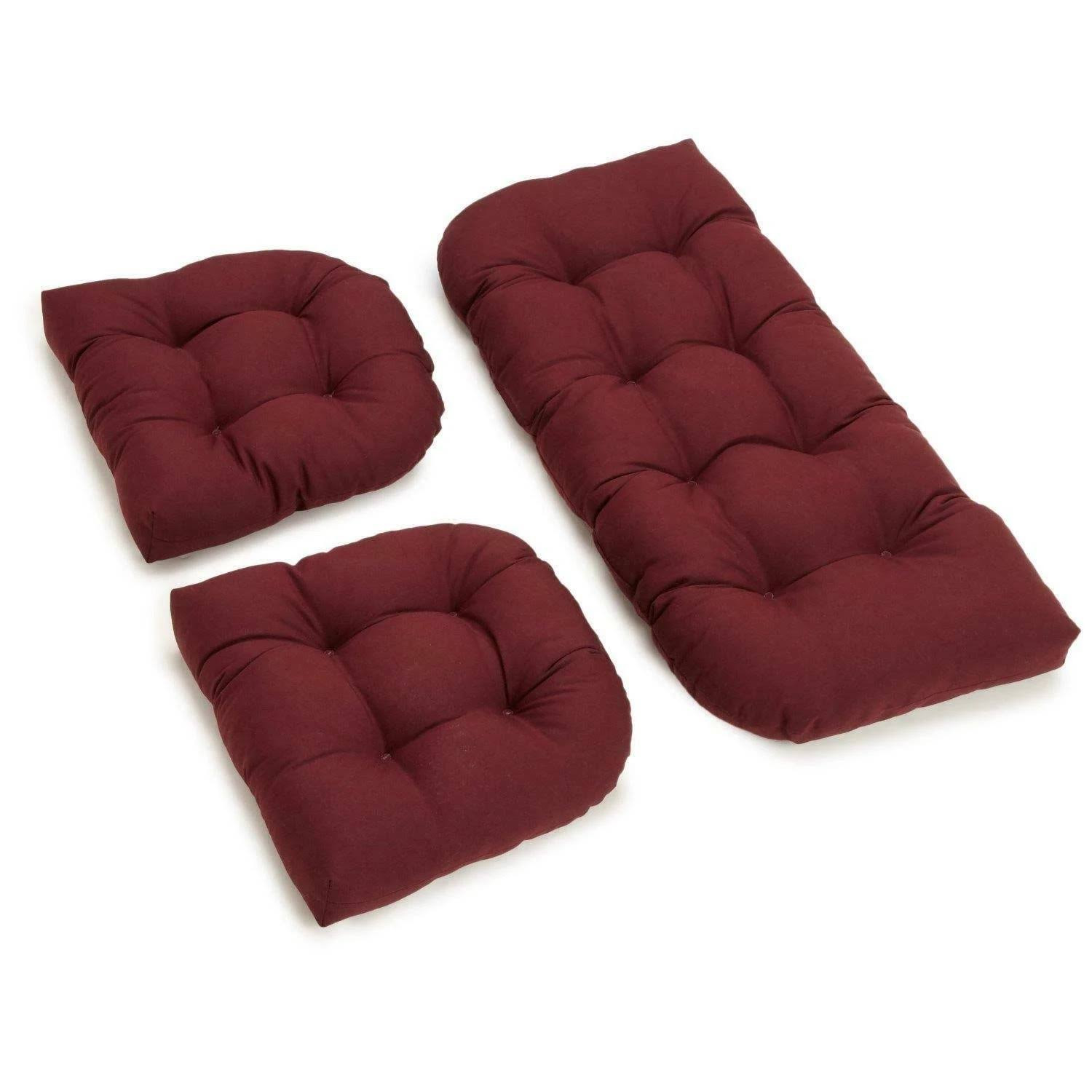 Blazing Needles UShaped Twill Tufted Settee Cushion Set (Set of 3