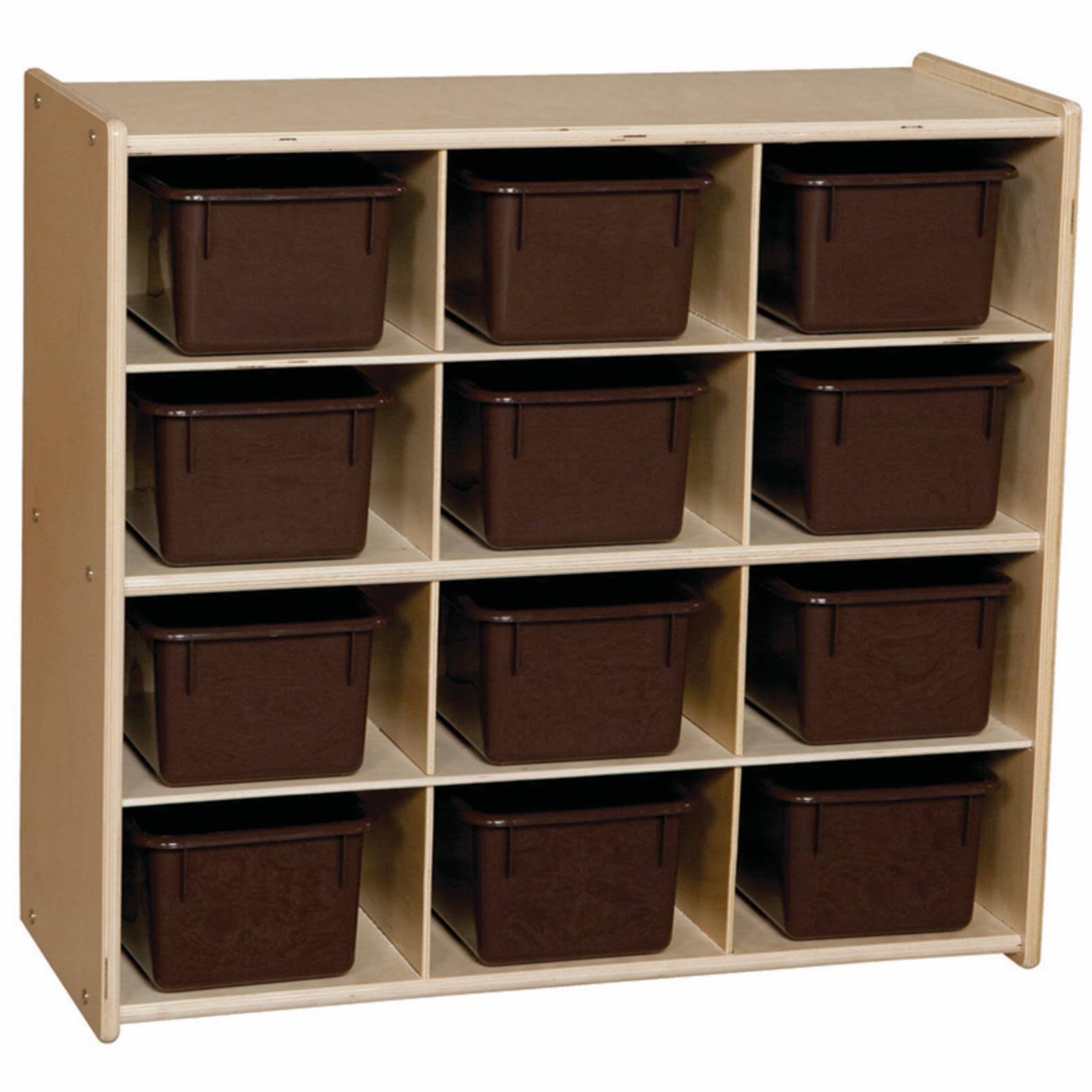 Contender Baltic Birch 12-Cubby Storage Unit w/ Chocolate Tubs - RTA