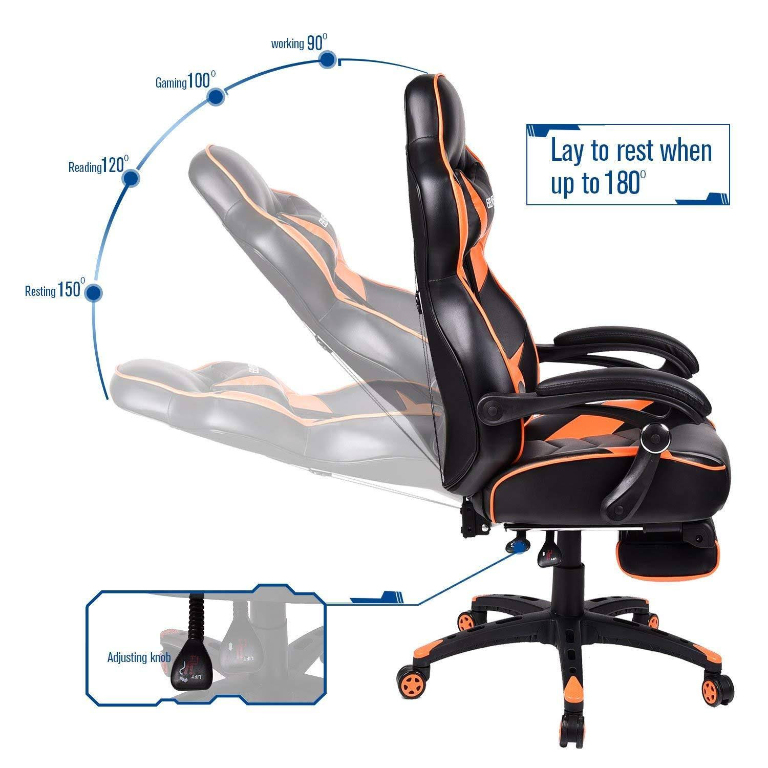 Elecwish Ergonomic Computer Gaming Chair, Large Size PU Leather High