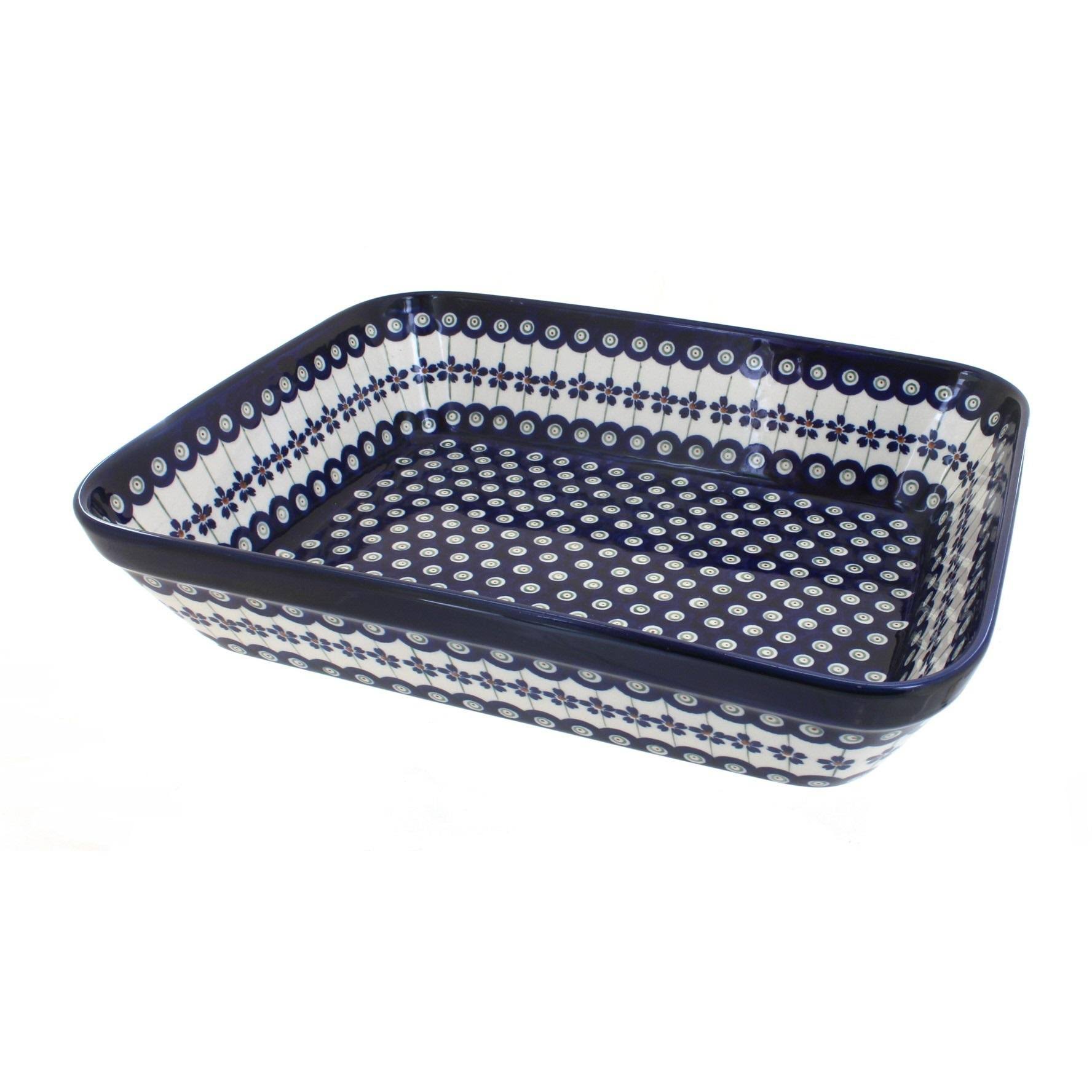 Zaklady Flowering Peacock Lasagna Dish Polish Pottery