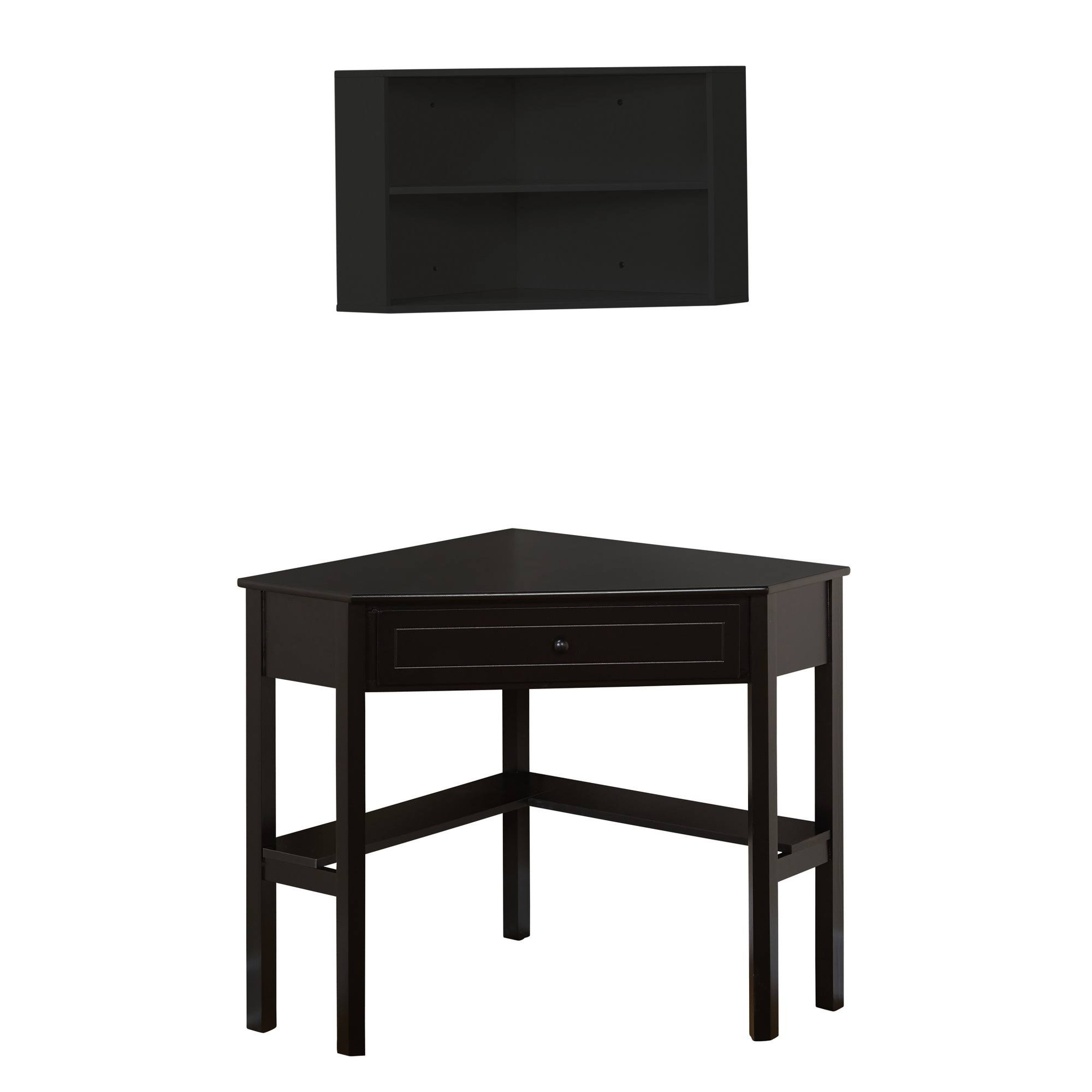 Corner Desk with Hutch, Black