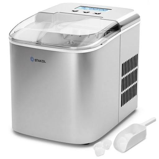 Stakol Stainless Steel Ice Maker Countertop 26LBS 24H LCD Display With Scoop Portable New 