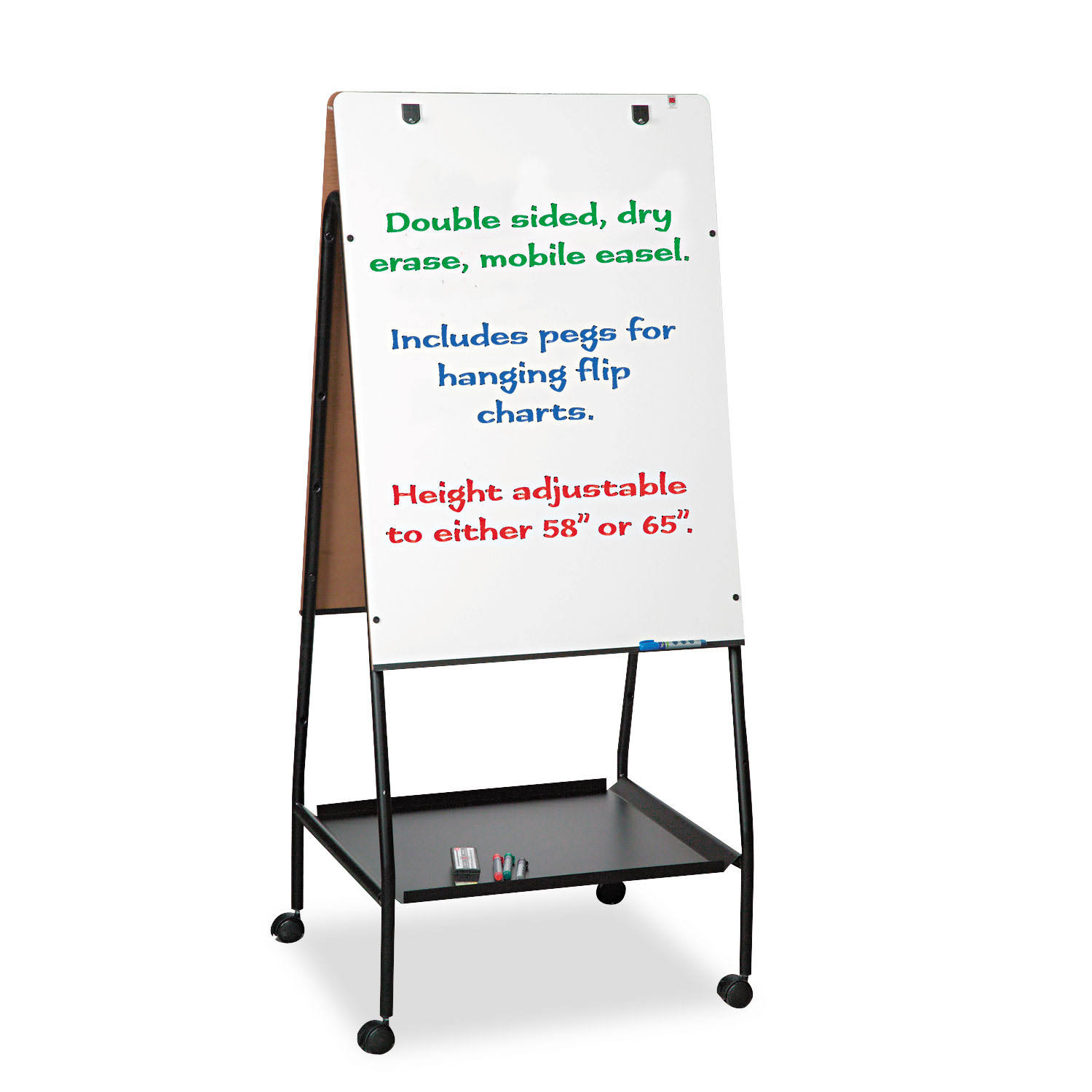 BestRite Wheasel Easel Adjustable Melamine Dry Erase Board, 28 3/4