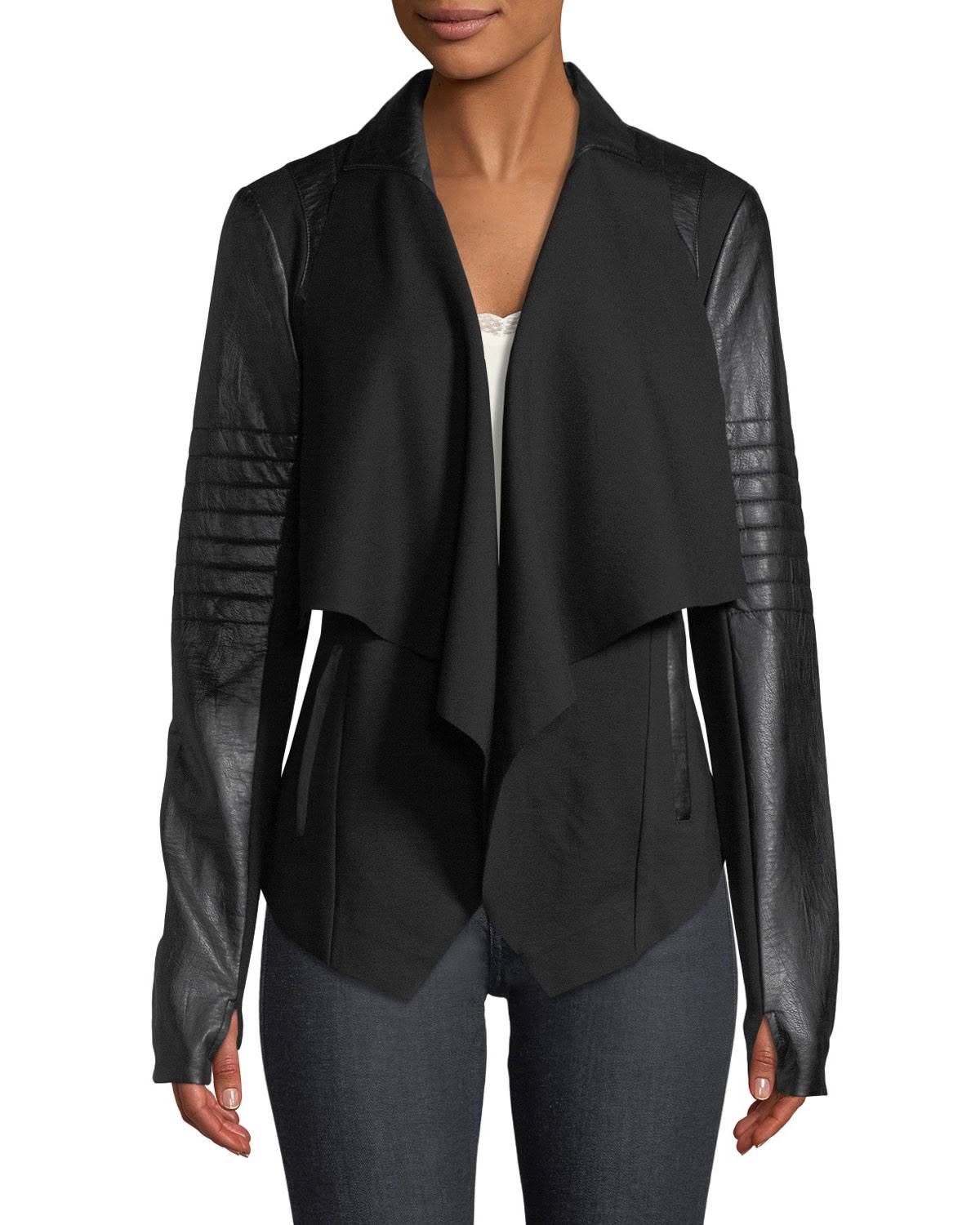 Blanc Noir Women's Drape Front Jacket - Black - Size M - Thebeastshops