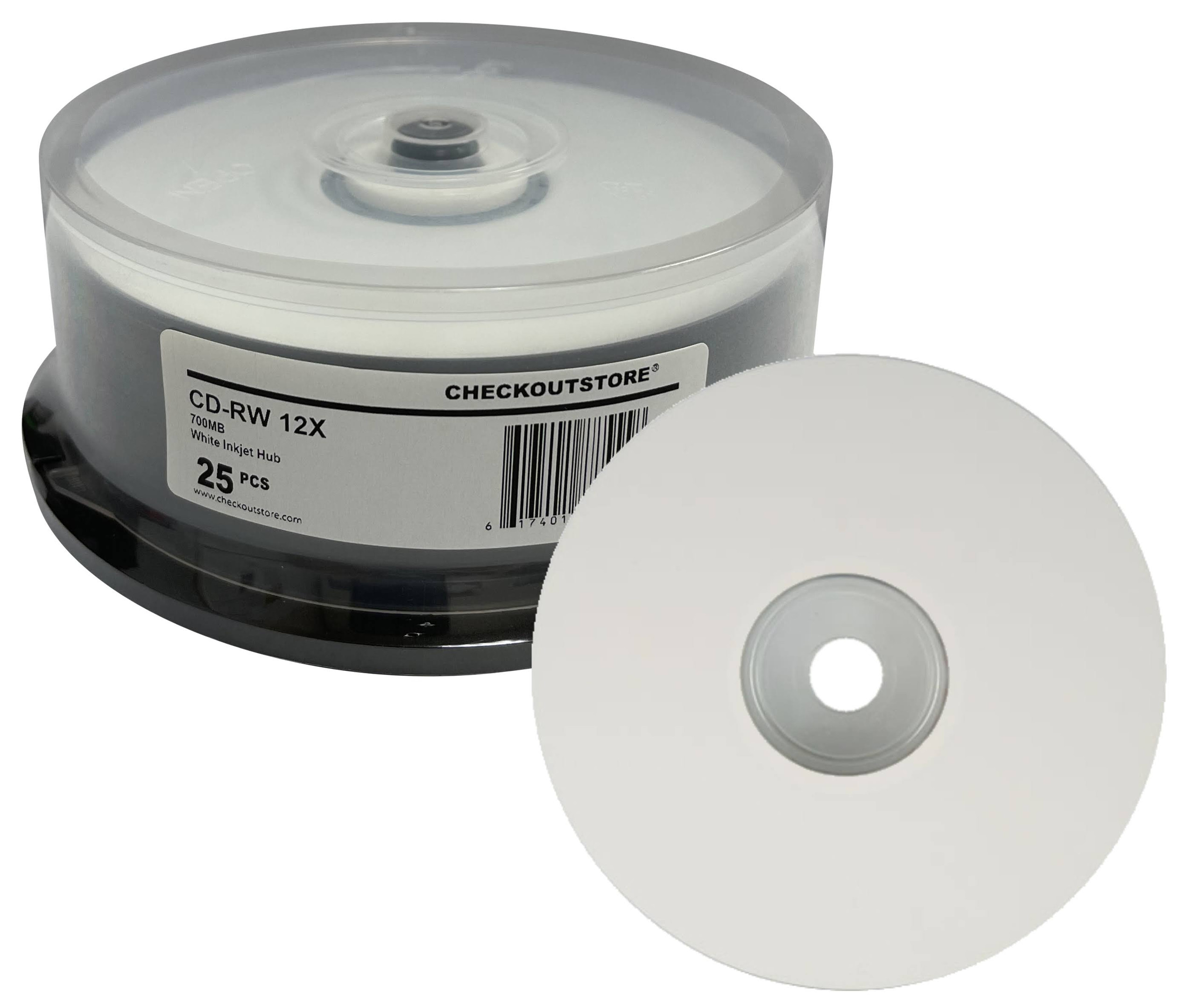CheckOutStore CD-RW 12x 80Min/700MB White Inkjet 200