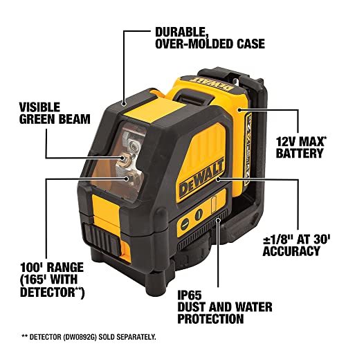DEWALT 12V MAX* Line Laser, Cross Line, Green (DW088LG)