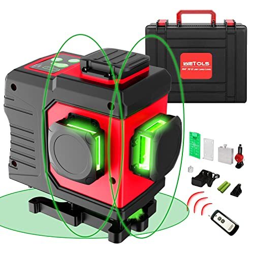 WETOLS 12 Lines Laser Level, 3x360° 3D Green Cross Line