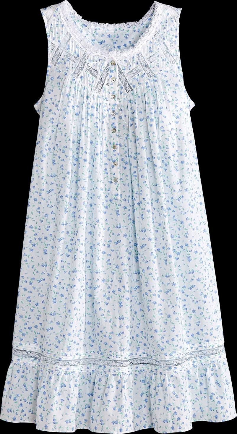 Eileen West Moonlight Sonata Short Cotton Nightgown Blue Floral eileen-west-moonlight-sonata-short-cotton-nightgown-blue-floral