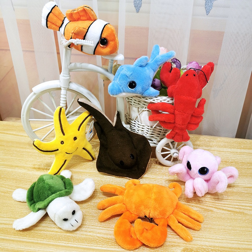 Cartoon Plush Doll Refrigerator Magnet Simulation Sea Animals Magnetic Stickers Home Decoration