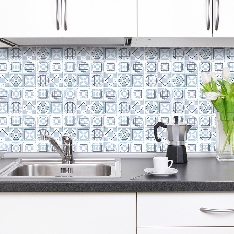 Retro Geometric Line Pattern Tile Renovation Stickers