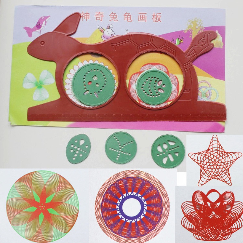 Tortoise Hare Drawing Board Kaleidoscope Childrens Toy Multifunctional Ruler