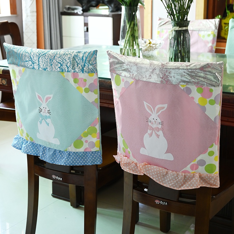 New Decoration Supplies Easter Chair Cover Stool Cover Rabbit Chair Back Cover