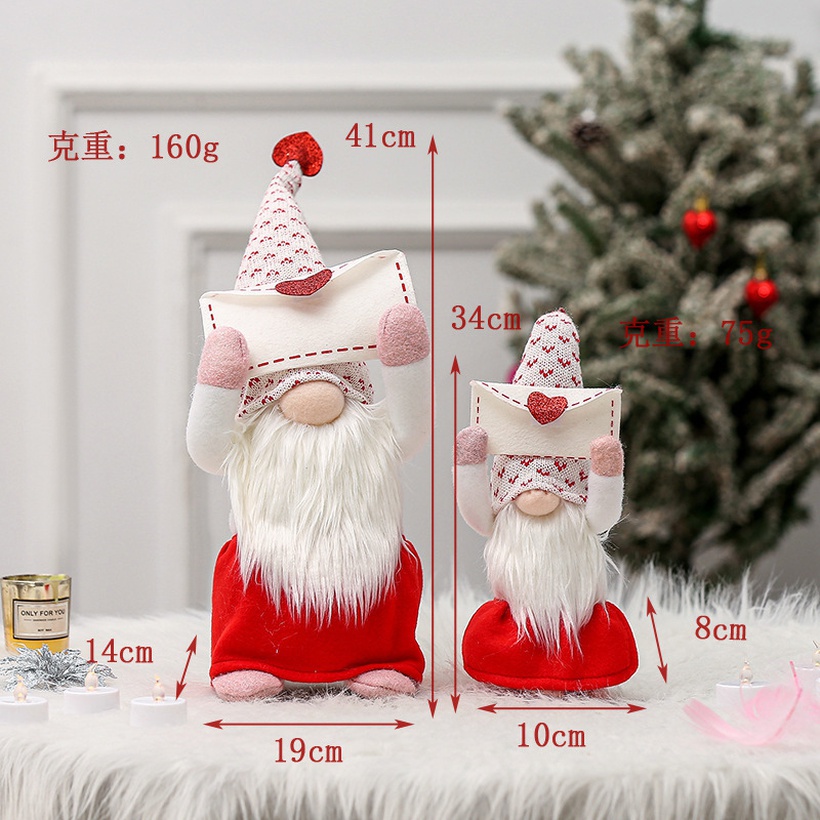 Fashion Faceless Dwarf Rudolph Heart Pattern Doll Decoration