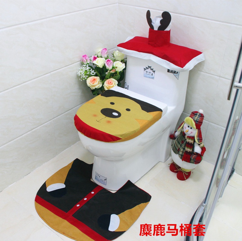 Fashion Cloth Christmas Utenciles Elk Toilet Cover N
