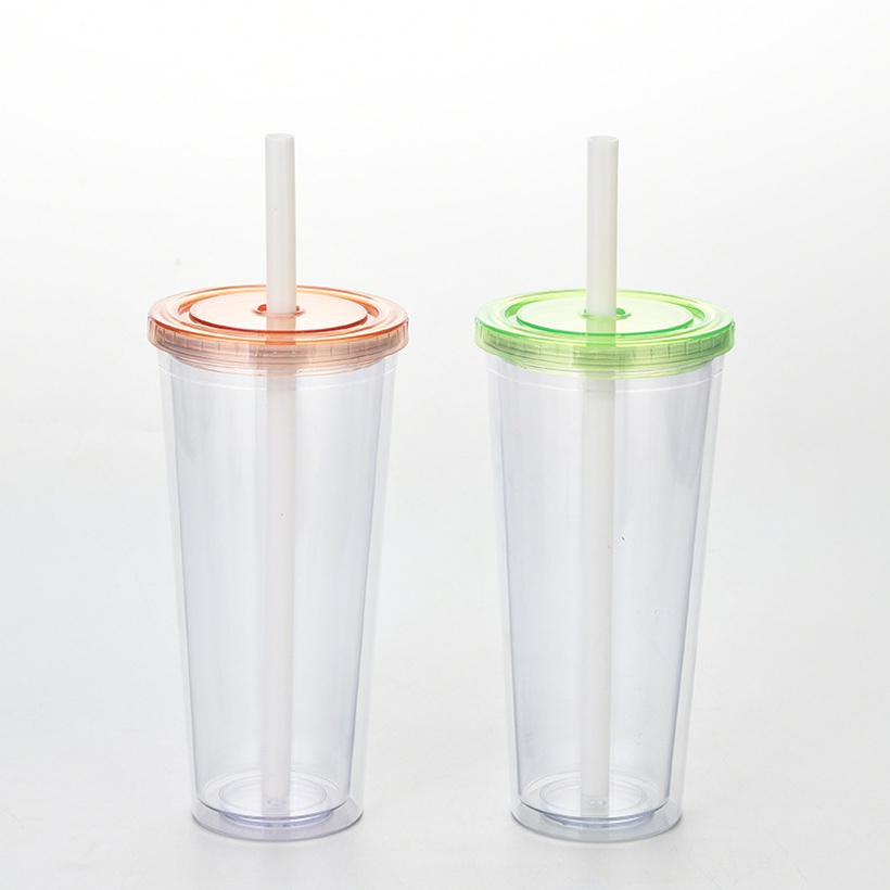 Large Capacity Double Layer Large Hole Plastic Pearl Milk Tea Straw Cup With Lid