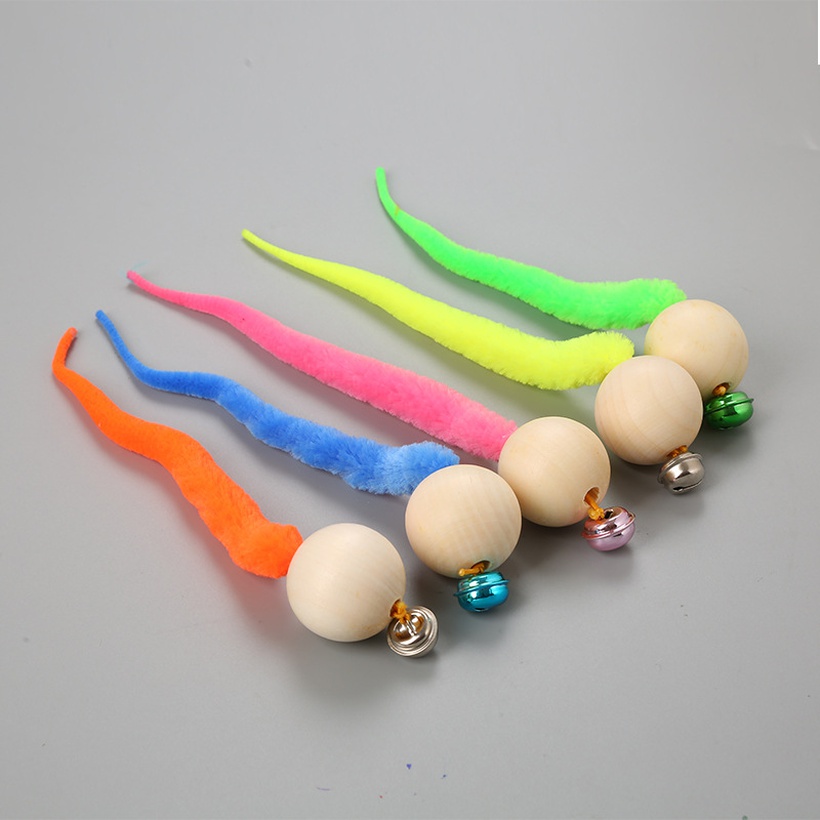 Pet Toys New Product Wooden Ball With Caterpillar Tail Bell Cat Toy