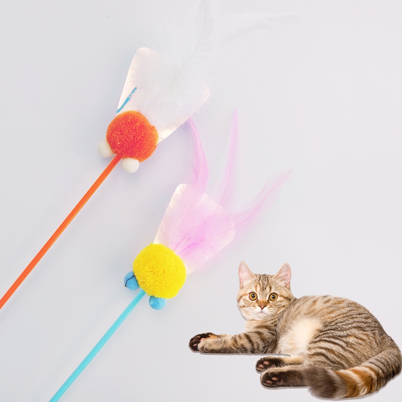 New Pet Toy New Product Plush Ball With Clicker Fairy Cat Stick Cat Toy