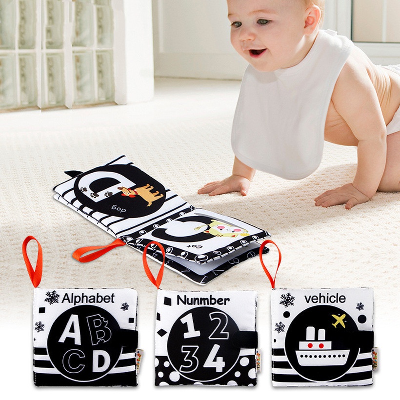 Baby Tearnot Rotten Cloth Book Black And White Visual Stimulating Palm Book