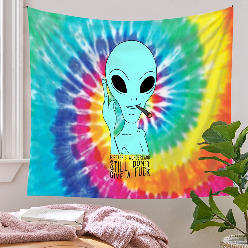 Bohemian Skull Alien Background Cloth Psychedelic Tapestry