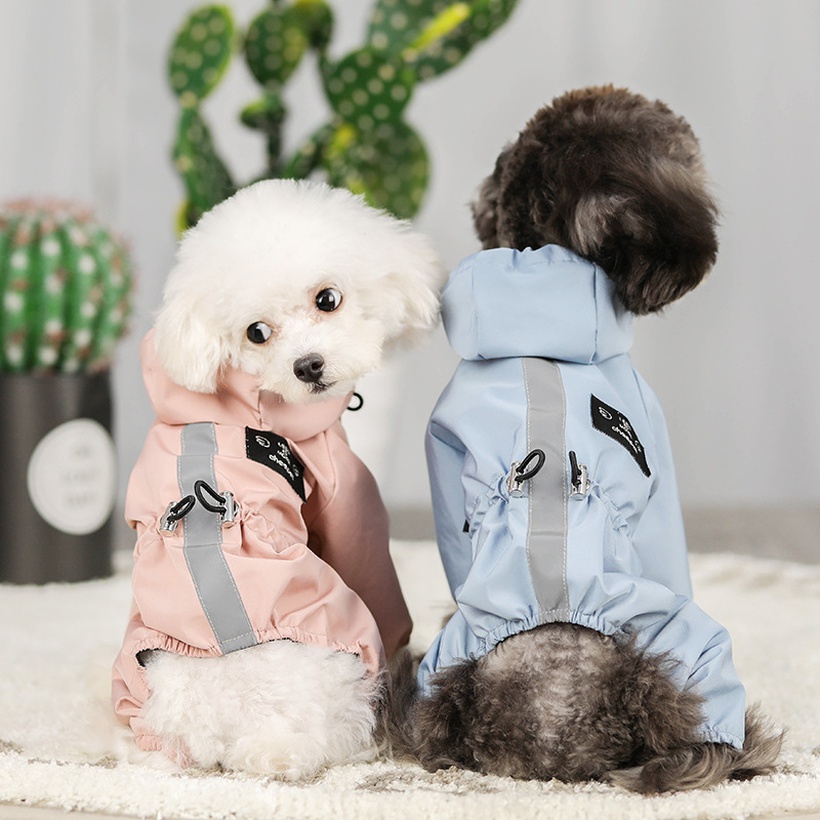 New Pet Clothes Dog Raincoat Allinclusive Waterproof Hooded Fourlegged Clothes