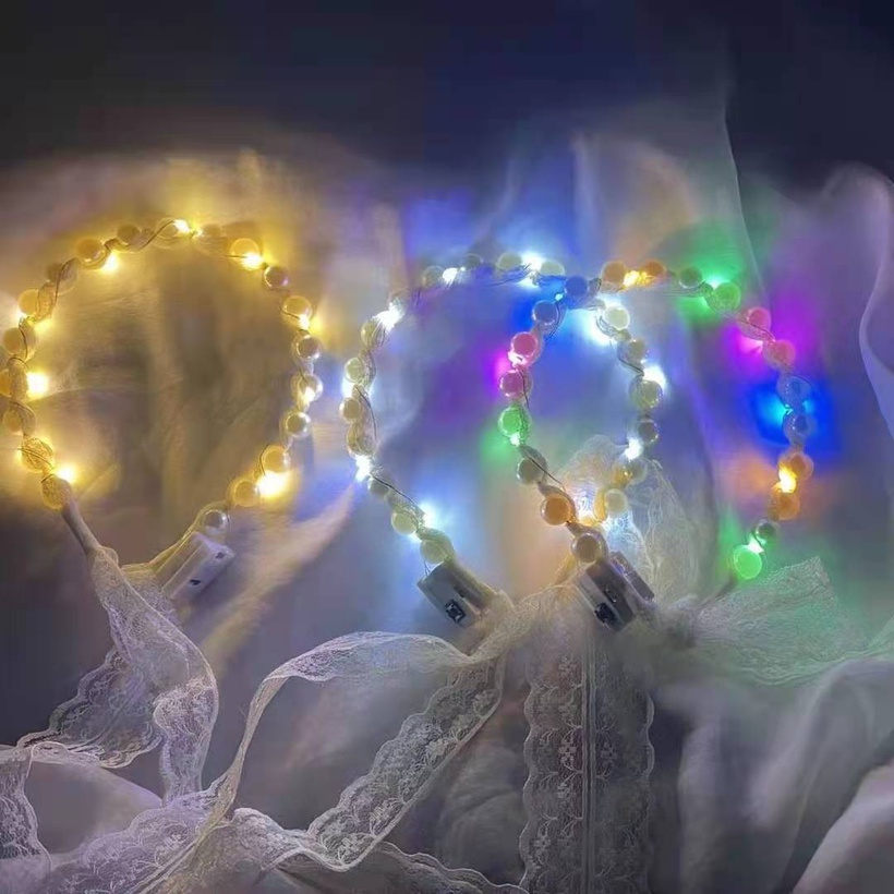 Luminous Hair Band Hair Band Female Pearl Lace Headdress Flashing Hair Band