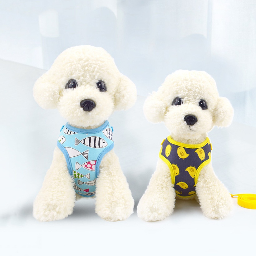 Cartoon Cotton Vest Pet Traction Rope Small And Medium Mesh Breathable Dog Chest Strap