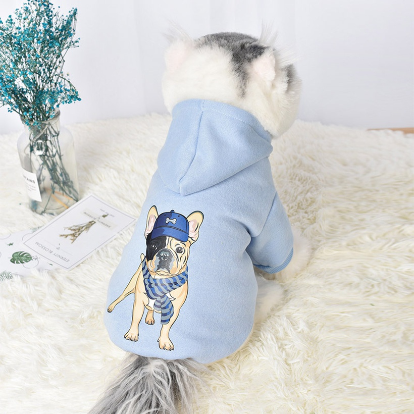 New Pet Clothes Spring And Autumn Dog Hooded Sweater Twolegged Dog Pattern Printed Clothes