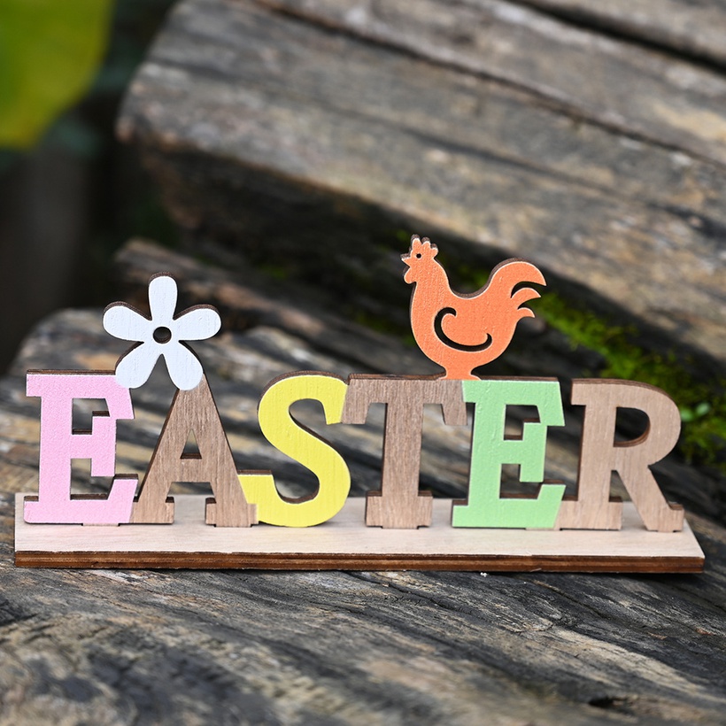 Wooden Letter Card Decoration Color Letter Card Tablecloth Decoration Easter Layout