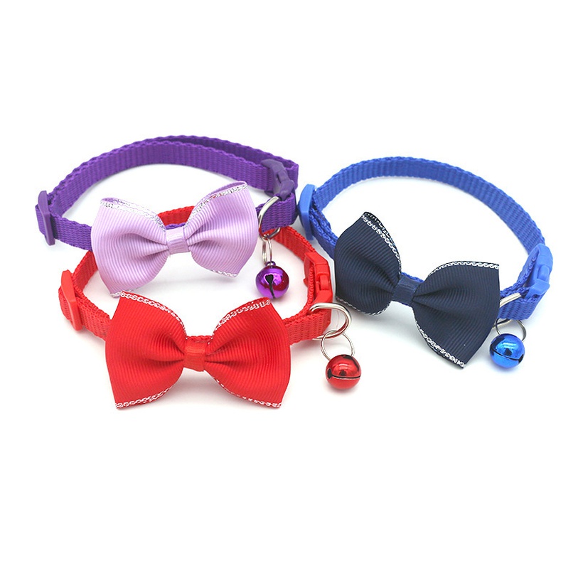 Casual Style Solid Color Bow Collar Bell Collar Cat Collar General Small Dog Collar