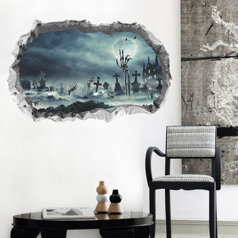 Halloween Pattern Cemetery Hand Bone Wall Sticker