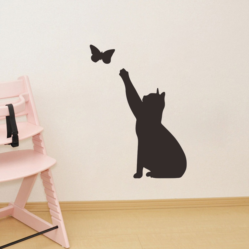 Fashion Solid Color Kitten Butterfly Wall Stickers