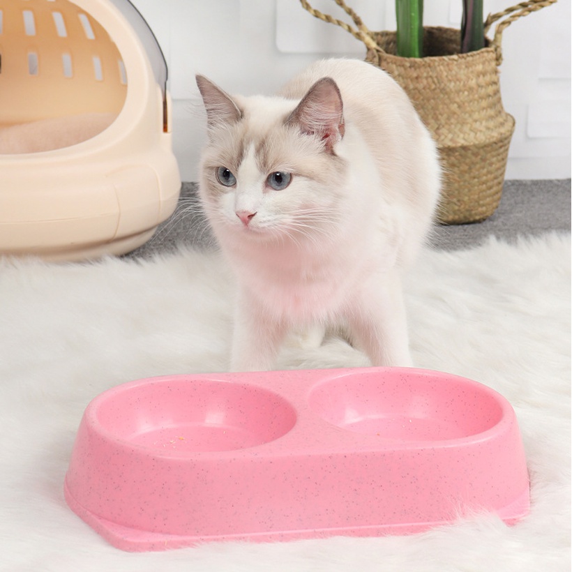 New Product Pet Double Bowl Solid Color Round One Bowl Dual Purpose Cat Food Bowl Dog Bowl