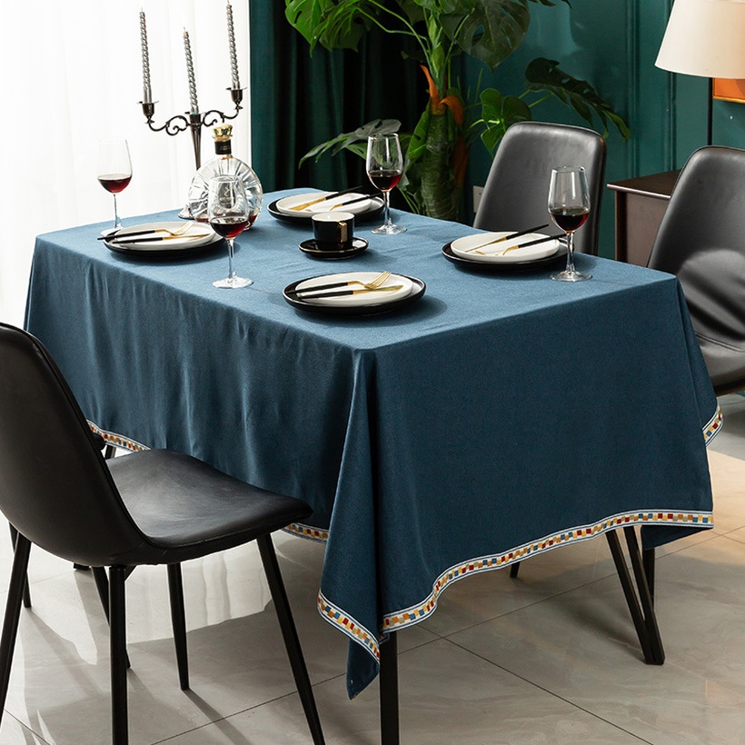 Foursided Embroidery Waterproof Tablecloth Household Oilproof Restaurant Tablecloth Rectangular Coffee Table Towel