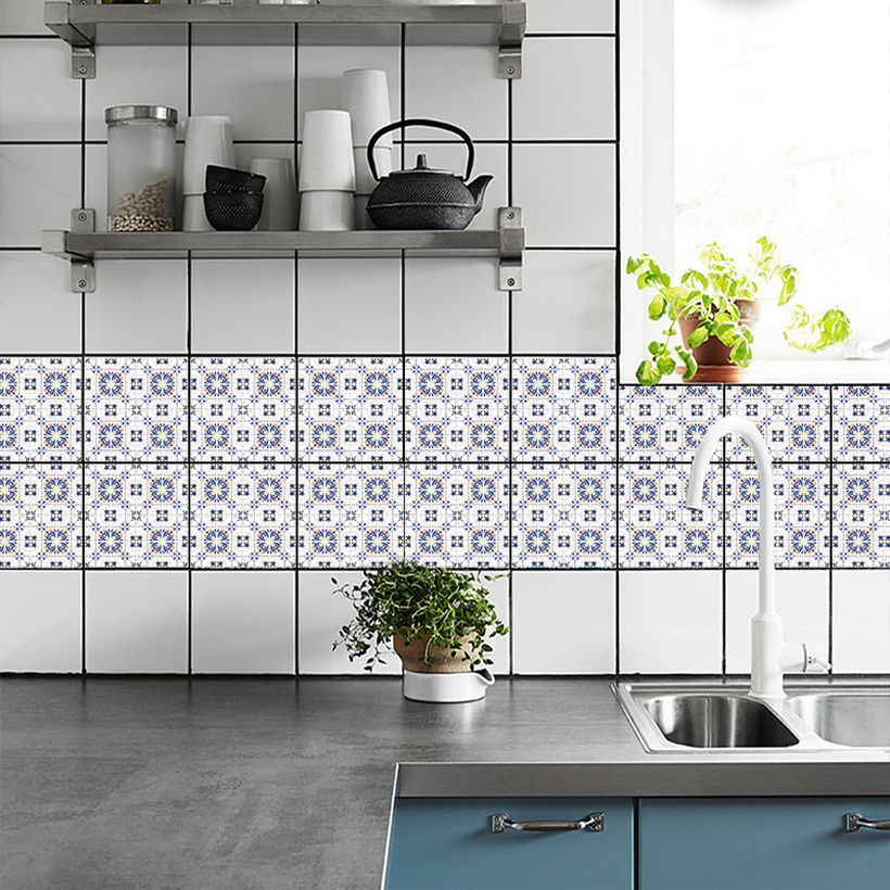 Bohemia Blue Pattern Ceramic Tile Renovation Stickers