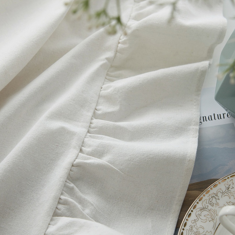 Simple Lotus Leaf White Small Window Cotton Semishading Bedroom Curtain