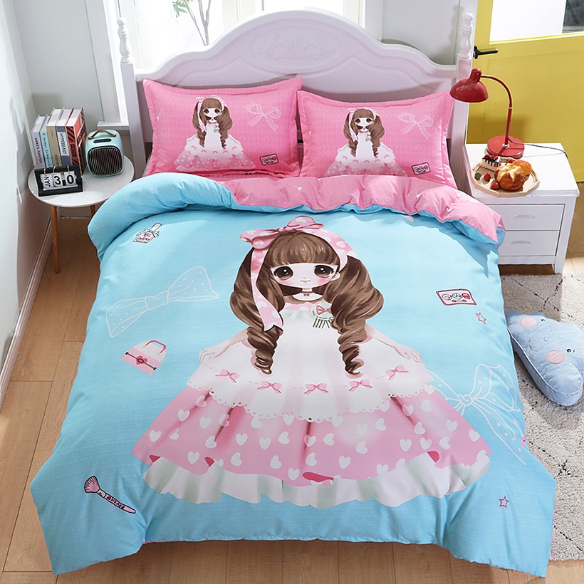 Cartoon Princess Pattern Printing Bedding Fourpiece Set