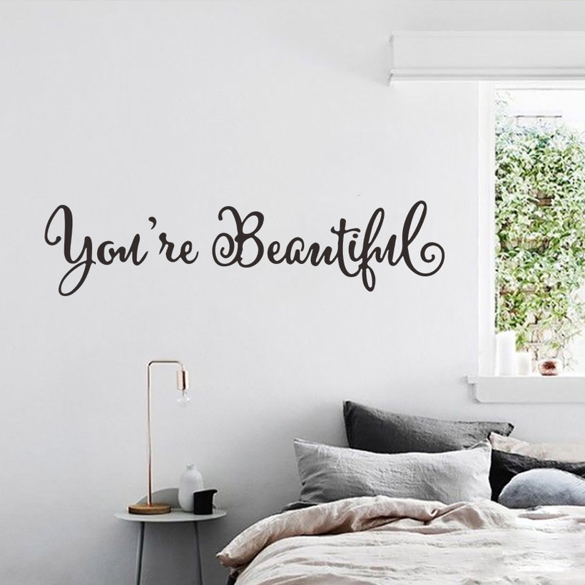 Motto English Custom You Re Beautiful Bathroom Decorative Wall Stickers