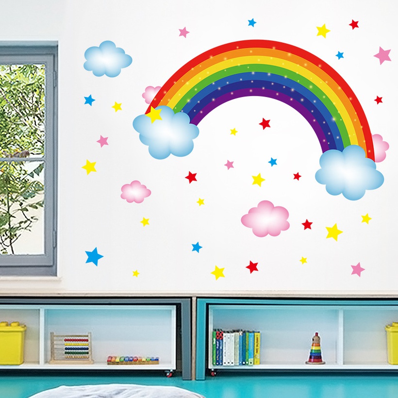 Cartoon Rainbow Clouds Wall Stickers