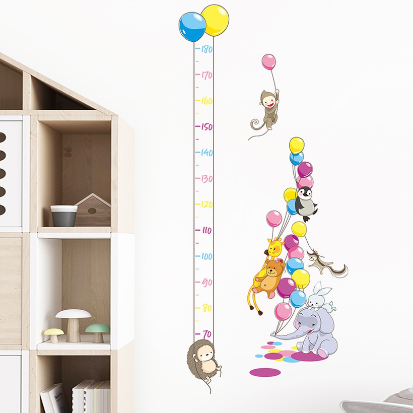 Cartoon Monkey Balloon Elephant Animal Height Sticker