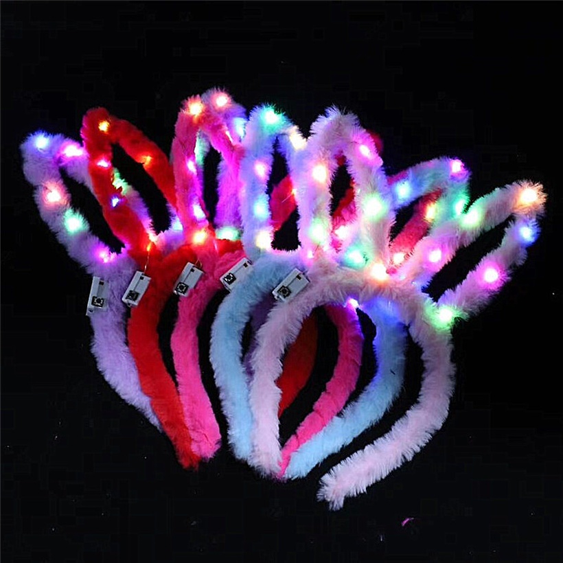 New Ten Lights Plush Bunny Ears Luminous Headband