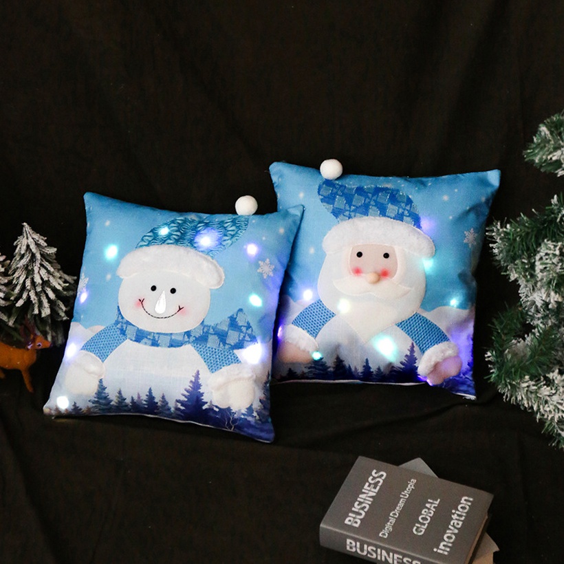New Product Santa Snowman Hugging Pillowcase Luminous Illuminated Christmas Pillow Case